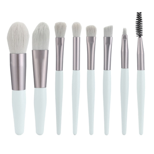 8Pcs Makeup Brushes Set - White